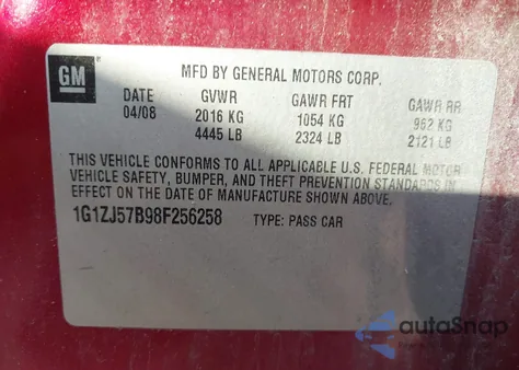 2008 Chevrolet Malibu Lt from USA, damaged, VIN 1G1ZJ57B98F256258